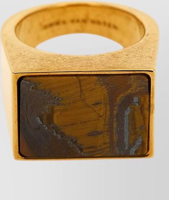 Dries Van Noten brass tiger eye signet ring