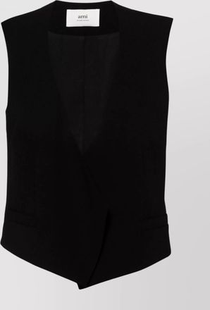 Ami virgin wool v-neck sleeveless waistcoat