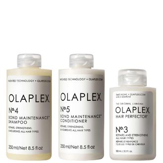 Olaplex Womens Trio: No.4 Bond Maintenance Shampoo 250ml, No.5 Conditioner & No.3 Hair Perfector 100ml - One Size