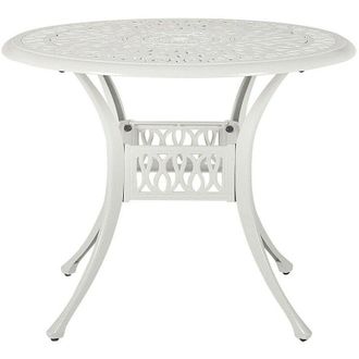Beliani Mesa de comedor de jardín blanca crema de aluminio redonda ø 90 cm estilo vintage Ancona