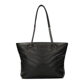 Kazar Ruime schoudertas met geweer metalen hardware - Dames - Shoppers - Zwart - ONE Size - Leer - Tassen