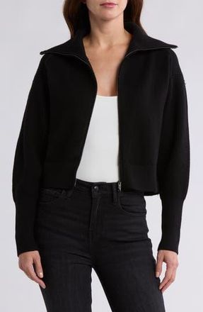 DKNY Wide Collar Zip Cardigan in Black at Nordstrom Rack, Size X-Small
