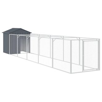 vidaXL Caseta Perros Con Tejado Acero Galvanizado Gris 117x609x123 Cm Vidaxl