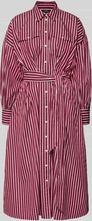 Lauren Ralph Lauren Tailliertes Blusenkleid aus reiner Baumwolle Modell DRAVIN in Dunkelrot, Gr&ouml;&szlig;e 34