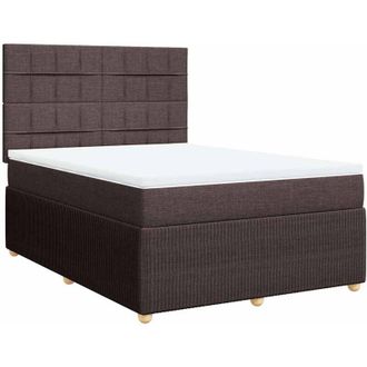 vidaXL Vidaxl - Cama Box Spring Con Colch&oacute;n Tela Marr&oacute;n Oscuro 140x190 Cm