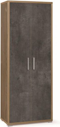 OEM Mueble 2 Puertas 71l X 41p X H182 - Acabado En Madera Nogal Y Negro Mate - Sarmog