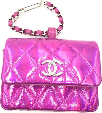 Chanel Iridescent Pink Quilted Leather Womens Pouch (Pre-Owned)