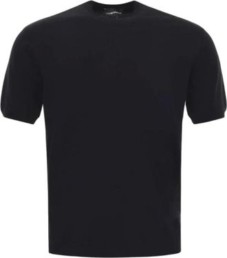 Emporio Armani T-Shirts, male, Blue, Size: 2XL Classic Navy Blue Short Sleeve T-Shirt