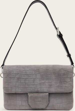 AllSaints Goat Leather Ondine Croc-Effect Nubuck Shoulder Bag, Size: One Size