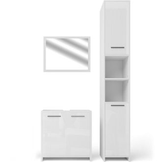 Vicco Conjunto De Muebles De Ba&ntilde;o Kiko, Blanco Alto Brillo, 3 Partes, Vicco