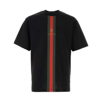 Gucci Katoenen Jersey T-shirt met Print - Heren - Tops - Zwart - Maat: M Katoen