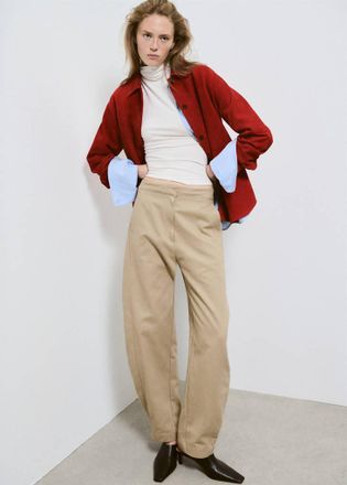 Mango Camicia scamosciata oversize rosso - Donna - S - MANGO