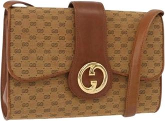 Gucci Pre-owned Cross Body Bags, female, Beige, Size: ONE SIZE Pre-owned Vintage Micro GG Canvas Shoulder Bag