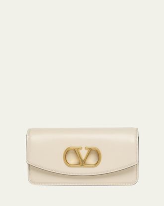 Valentino Garavani Vain Small VLOGO Leather Clutch Bag