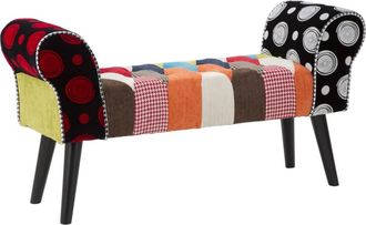Mauro Ferretti Banco de madera y tela patchwork multicolor cm 102x31x54