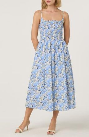 ASTR the Label Floral Print A-Line Dress in Blue Cream Floral at Nordstrom Rack, Size Medium