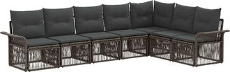 vidaXL Conjunto De Sof&aacute;s De Jard&iacute;n 7 Uds. Gris Rat&aacute;n Sint&eacute;tico Vidaxl