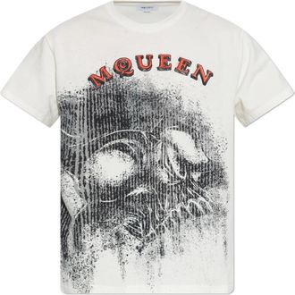 Alexander McQueen Alexander McQueen, T-Shirts, male, White, Size: L Spray Skull Print Tee Shirt