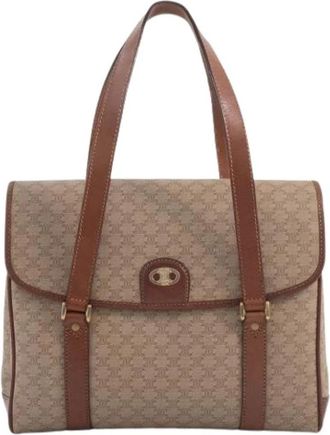 Celine Pre-owned Macadam Tote Bag - Dames - Vintage Handtas - Beige - ONE Size - Leer - Vintage