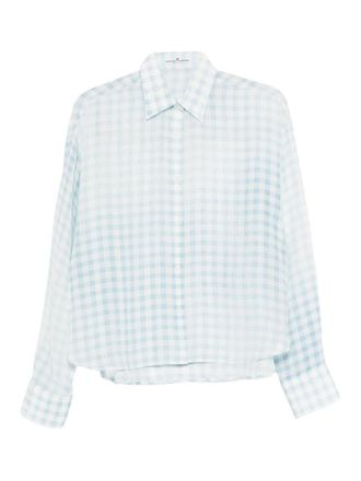 Ermanno Scervino Light Blue Checked Silk Shirt