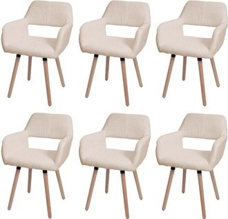 Hhg Hhg - Lote De 6 Silla De Comedor 873 Ii, Silla Silla De Cocina Silla Tapizada, Madera Tela/textil Boucl&eacute; (450g/m&sup2;) Mvg, Beige