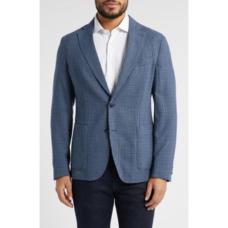 BOSS Hanry Slim Fit Blue Glen Check Stretch Wool Sport Coat in Medium Blue at Nordstrom Rack, Size 44 Regular