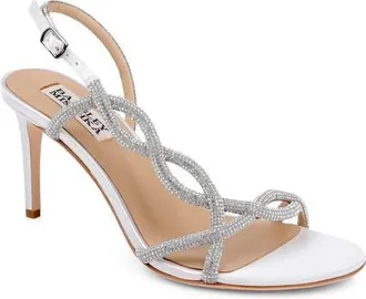 Badgley Mischka Yulissa Slingback Sandal in White Satin at Nordstrom, Size 9.5