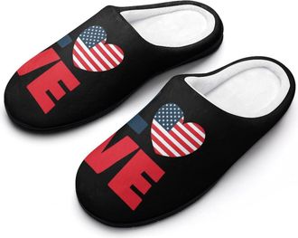Generic L Love US Funny Mens Cotton Slippers Soft Non-Slip Rubber Sole House Slipper Indoor Outdoor