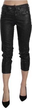 John Galliano Mid Waist Slim Leg Cropped Jeans - Dames - Cropped Jeans - Zwart - W28 - Leer - Jeans