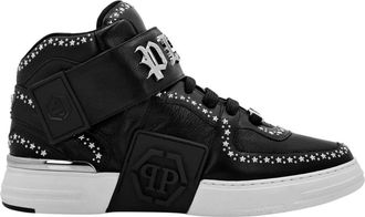Philipp Plein Mid-Top Sneakers Gothic Plein - unisex - Sneakers - Zwart - 44 EU - Leer - Schoenen