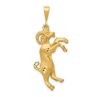 Diamond2Deal 14k Yellow Gold Satin Diamond-cut Aries Zodiac Charm