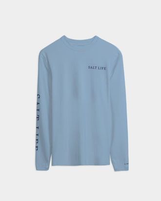 Salt Life Canopy Performance Long Sleeve Tee in Glacial Blue Heather at Nordstrom, Size X-Large