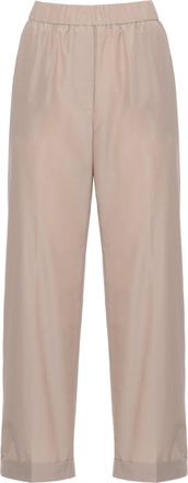 PESERICO Beige Cotton-Blend Straight-Leg Pants