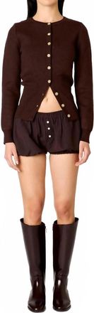 Nia Sophia Button Front Cardigan In Espresso