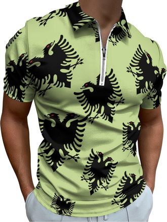 Generic Albania Flag Casual Mens T-Shirts Polo Shirt Short Sleeve Summer Sports Golf Tees Tops 2XL