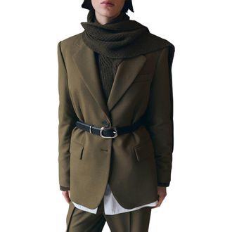 Mango Notch Collar Blazer in Khaki Green at Nordstrom, Size X-Large