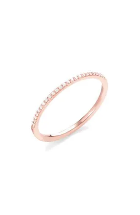 Lana Jewelry 14K Gold Thin Diamond Stacking Ring in Rose Gold/diamond at Nordstrom, Size 7