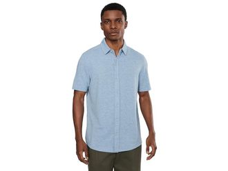 Johnston & Murphy Bennett Short-sleeve Knit Shirt Mens Clothing Light Blue Honeycomb : 3XL, Polyester/Rayon/Spandex