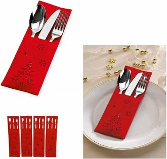 Trade Shop Trade Shop - 6pz Portaposate Feltro Natalizie Rosso 15x9cm Babbo Natale Renna Pupazzo Neve Sagomate