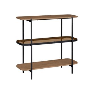 Sweeek Estanter&iacute;a, biblioteca de vidrio, decoraci&oacute;n de madera y metal, 3