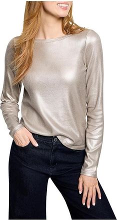Nic+Zoe Glazed Rib Boat Neck T-Shirts Womens Clothing Taupe : 2XL, Cotton/Modal/Spandex