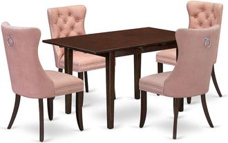 East West Furniture 5 Piece Dining Set Consists of a Rectangle Wooden Table with Butterfly Leaf