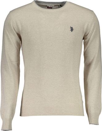 U.S.Polo Association Mens Crew Neck Knit Sweater Classic Fit - Nude Wool - Size 2XL