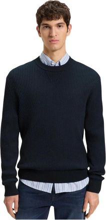 HUGO BOSS Truien & Vesten, Heren, Blauw, XL, Katoen, Rondgebreide trui