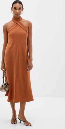 Lauren Ralph Lauren Womens Twisted halter satiny dress