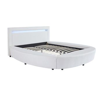Vente-Unique Letto matrimoniale con LED 160 x 200 cm in Similpelle Bianco - ABULIS