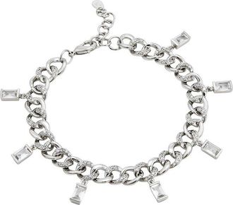 Savvy Cie Jewels Plated Cz Curb- Drop Bracelet