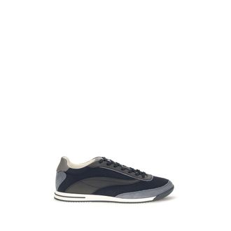 Brunello Cucinelli Blue Suede Leather Low Top Mens Sneakers