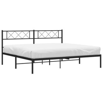 Berkfield Home Metal Bed Frame with Headboard Black Super King Size