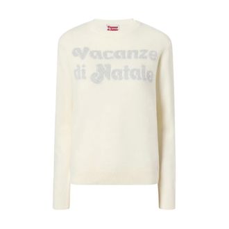 MC2 Saint Barth Round-neck Knitwear, female, Beige, Size: S Vacanze Logo Crewneck